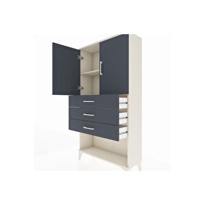 Arges Dolap 2 Raflı 3 Çekmeceli 2 Kapaklı 88x30x163 Aytaşı-antrasit