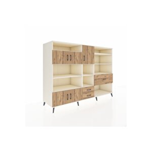 Kronos Dolap 13 Raflı 3 Çekmeceli 5 Kapaklı 220x59x163 Aytaşı-çam