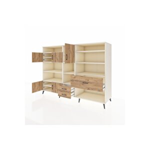 Kronos Dolap 13 Raflı 3 Çekmeceli 5 Kapaklı 220x59x163 Aytaşı-çam
