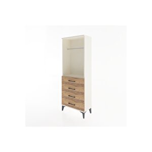 Arges Dolap Tek Raflı 4 Çekmeceli Tek Askılı 60x30x163 Aytaşı-çam