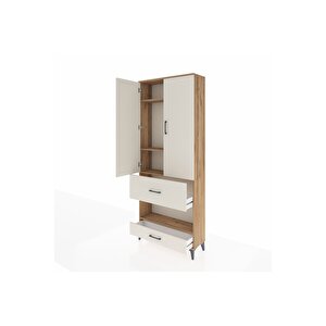 Arges Dolap 4 Raflı 2 Çekmeceli 2 Kapaklı 88x30x221 Çam-aytaşı