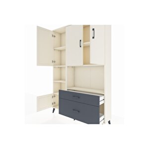 Arges Dolap 7 Raflı 2 Çekmeceli 5 Kapaklı 132x30x195 Aytaşı-aytaşı/antrasit