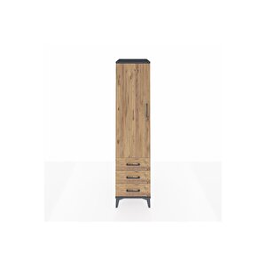 Kronos Dolap 2 Raflı 3 Çekmeceli Tek Kapaklı 44x59x182 Antrasit-çam