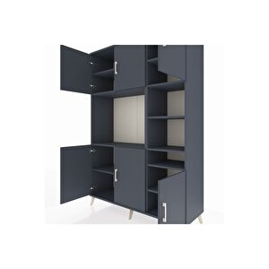 Hyperion Gardrop 10 Raflı 6 Kapaklı 132x44x195 Antrasit-antrasit