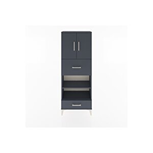 Arges Dolap 4 Raflı 2 Çekmeceli 2 Kapaklı 60x30x163 Antrasit-antrasit