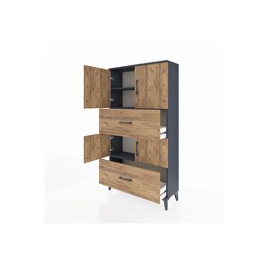 Arges Dolap 3 Raflı 2 Çekmeceli 4 Kapaklı 88x30x163 Antrasit-çam