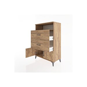 Hyperion Dolap Tek Raflı 2 Çekmeceli 2 Kapaklı 88x44x134 Çam-çam