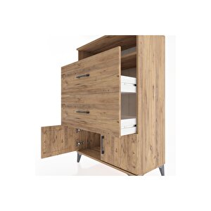 Hyperion Dolap Tek Raflı 2 Çekmeceli 2 Kapaklı 88x44x134 Çam-çam