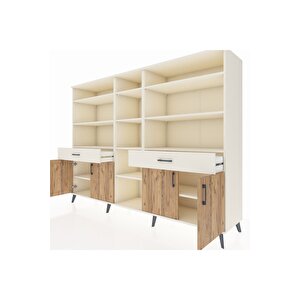 Hyperion Dolap 12 Raflı 2 Çekmeceli 4 Kapaklı 220x44x163 Aytaşı-çam/aytaşı