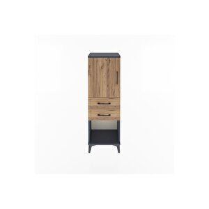 Arges Dolap 2 Raflı 2 Çekmeceli Tek Kapaklı 44x30x134 Antrasit-çam