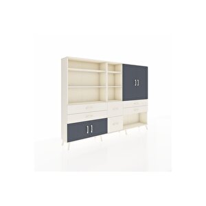 Arges Dolap 10 Raflı 6 Çekmeceli 4 Kapaklı 220x30x163 Aytaşı-antrasit/aytaşı