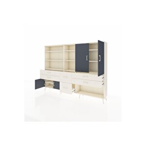 Arges Dolap 10 Raflı 6 Çekmeceli 4 Kapaklı 220x30x163 Aytaşı-antrasit/aytaşı