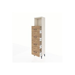 Arges Dolap Tek Raflı 4 Çekmeceli 44x30x182 Aytaşı-çam