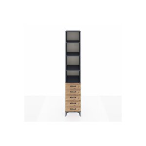 Hyperion Dolap 4 Raflı 5 Çekmeceli 44x44x243 Antrasit-çam