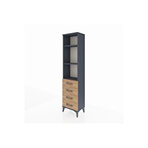 Arges Dolap 3 Raflı 4 Çekmeceli 44x30x182 Antrasit-çam