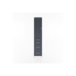 Hyperion Dolap 2 Raflı 4 Çekmeceli Tek Askılı 44x44x221 Antrasit-antrasit