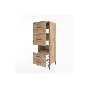 Hyperion Dolap Tek Raflı 4 Çekmeceli 44x44x134 Çam-çam