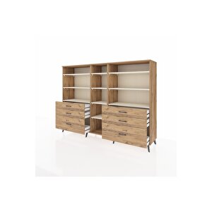 Hyperion Dolap 10 Raflı 6 Çekmeceli  220x44x163 Çam-aytaşı/çam