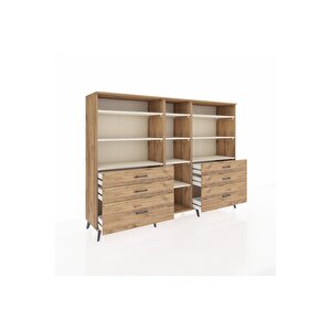 Hyperion Dolap 10 Raflı 6 Çekmeceli  220x44x163 Çam-aytaşı/çam