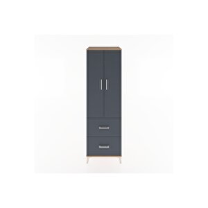 Hyperion Dolap 4 Raflı 2 Çekmeceli 2 Kapaklı 60x44x195 Çam-antrasit