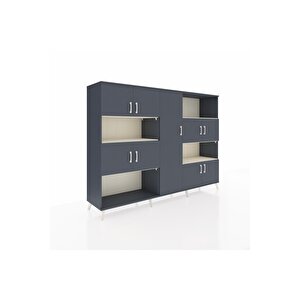 Hyperion Dolap 10 Raflı 9 Kapaklı 220x44x163 Antrasit-antrasit/aytaşı