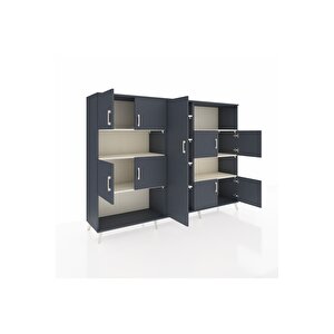 Hyperion Dolap 10 Raflı 9 Kapaklı 220x44x163 Antrasit-antrasit/aytaşı