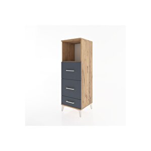 Hyperion Dolap Tek Raflı 3 Çekmeceli 44x44x134 Çam-antrasit