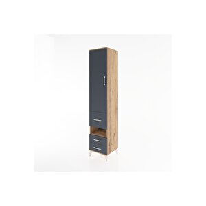 Hyperion Dolap 3 Raflı 3 Çekmeceli Tek Askılı 44x44x221 Çam-antrasit