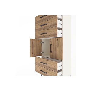 Arges Dolap Tek Raflı 5 Çekmeceli 2 Kapaklı 60x30x134 Aytaşı-çam