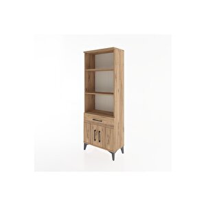 Arges Dolap 3 Raflı Tek Çekmeceli 2 Kapaklı 60x30x163 Çam-çam