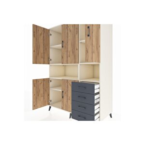 Kronos Dolap 7 Raflı 4 Çekmeceli 5 Kapaklı 132x59x195 Aytaşı-çam/antrasit