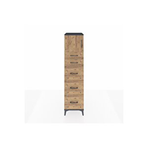 Kronos Dolap Tek Raflı 5 Çekmeceli Tek Kapaklı 44x59x182 Antrasit-çam