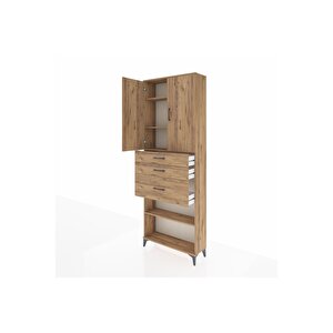 Arges Dolap 4 Raflı 3 Çekmeceli 2 Kapaklı 88x30x243 Çam-çam