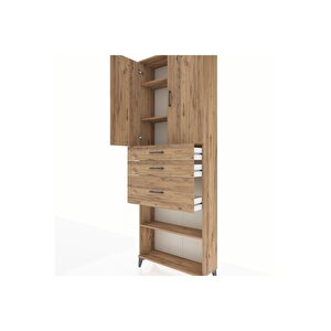 Arges Dolap 4 Raflı 3 Çekmeceli 2 Kapaklı 88x30x243 Çam-çam