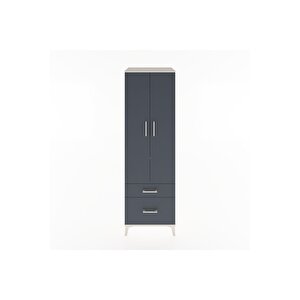 Hyperion Dolap 2 Raflı 2 Çekmeceli Tek Askılı 60x44x195 Aytaşı-antrasit