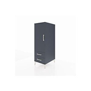 Kronos Dolap 3 Raflı 2 Çekmeceli Tek Kapaklı 44x59x134 Antrasit-antrasit