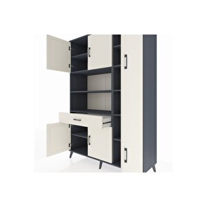 Hyperion Gardrop 10 Raflı Tek Çekmeceli 6 Kapaklı 132x44x195 Antrasit-aytaşı