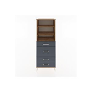 Hyperion Dolap 3 Raflı 4 Çekmeceli 60x44x163 Çam-antrasit
