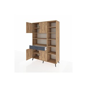 Hyperion Dolap 10 Raflı Tek Çekmeceli 4 Kapaklı 132x44x195 Çam-çam/antrasit