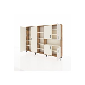 Arges Dolap 13 Raflı 6 Kapaklı 220x30x163 Çam-aytaşı