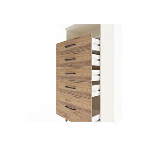 Arges Dolap Tek Raflı 5 Çekmeceli 60x30x134 Aytaşı-çam