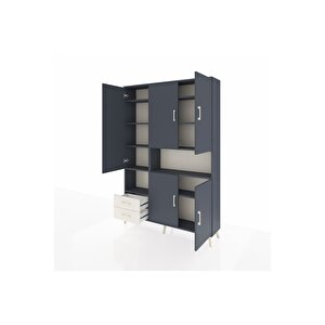 Arges Dolap 10 Raflı 2 Çekmeceli 5 Kapaklı 132x30x195 Antrasit-antrasit/aytaşı