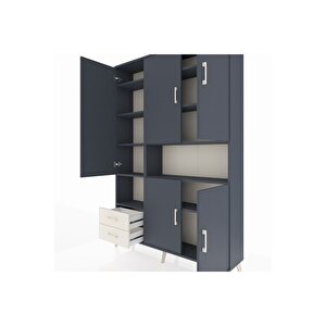 Arges Dolap 10 Raflı 2 Çekmeceli 5 Kapaklı 132x30x195 Antrasit-antrasit/aytaşı