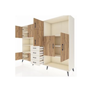 Hyperion Dolap 10 Raflı 4 Çekmeceli 8 Kapaklı 220x44x163 Aytaşı-çam/aytaşı