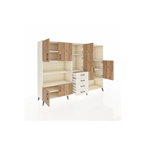 Hyperion Dolap 10 Raflı 4 Çekmeceli 8 Kapaklı 220x44x163 Aytaşı-çam/aytaşı