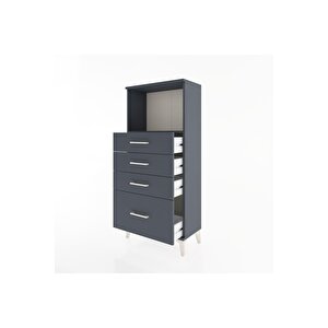 Hyperion Dolap Tek Raflı 4 Çekmeceli 60x44x134 Antrasit-antrasit
