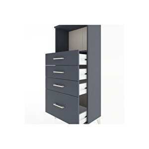 Hyperion Dolap Tek Raflı 4 Çekmeceli 60x44x134 Antrasit-antrasit