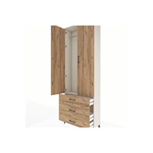 Arges Dolap Tek Raflı 3 Çekmeceli Tek Askılı 88x30x243 Aytaşı-çam