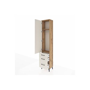 Arges Dolap 2 Raflı 3 Çekmeceli Tek Askılı 44x30x221 Çam-aytaşı