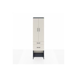 Arges Dolap 2 Raflı 2 Çekmeceli Tek Askılı 60x30x221 Antrasit-aytaşı